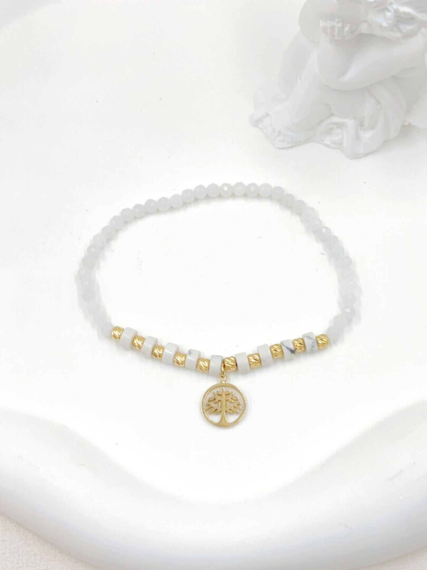 Bracelet élastique ARBRE blanc