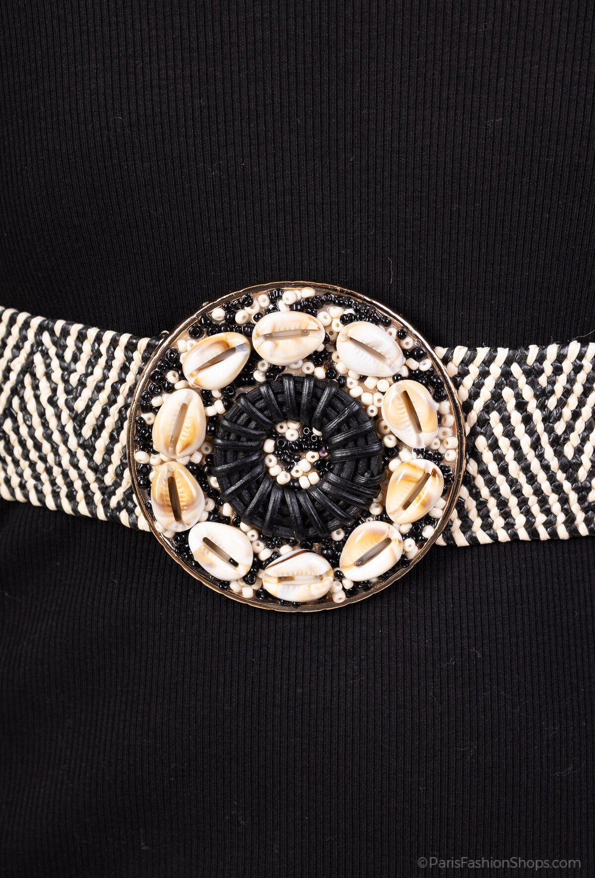 Ceinture élastique DIANA noir rayure