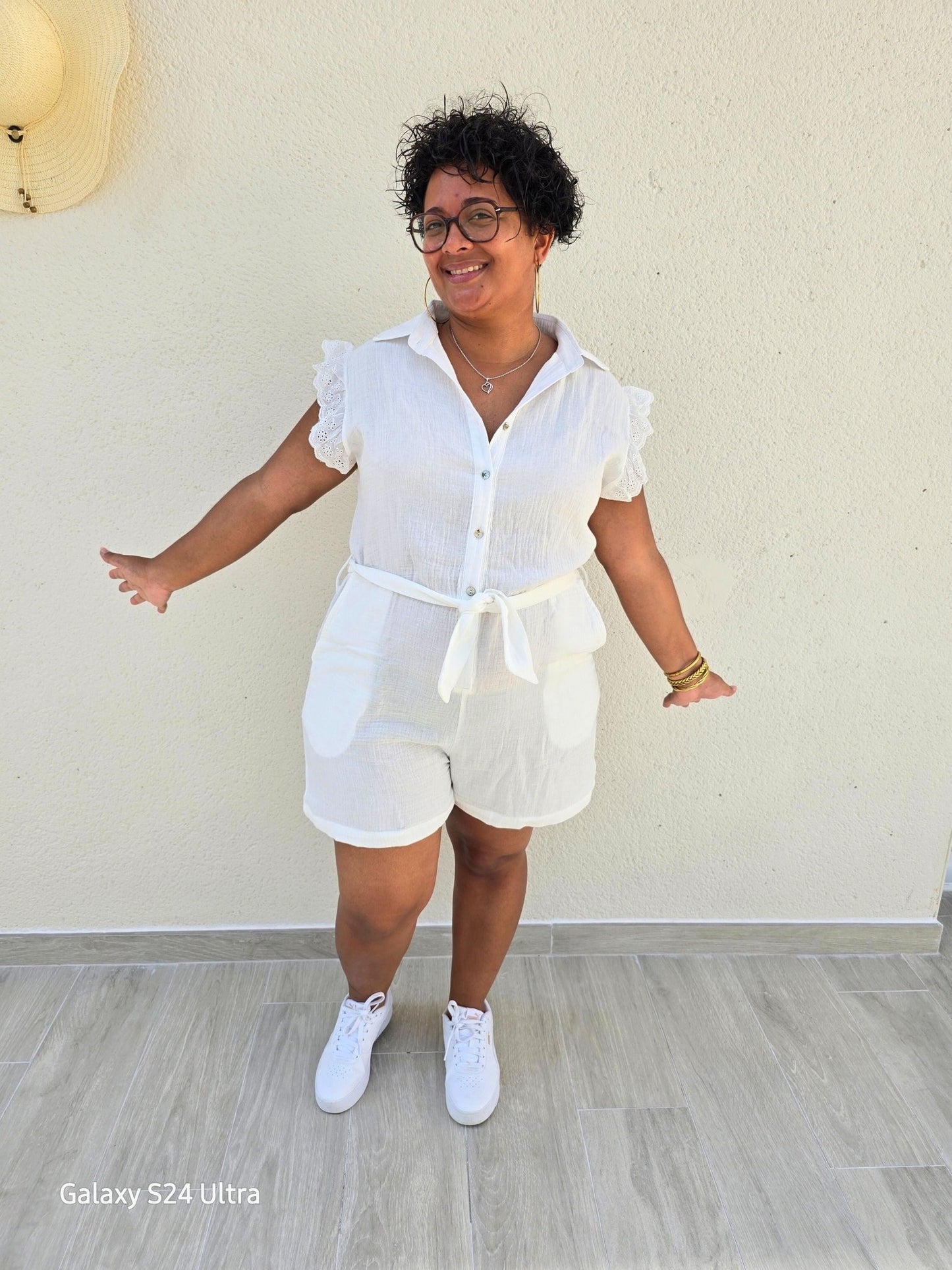 Combi-short en gaze de coton Inès