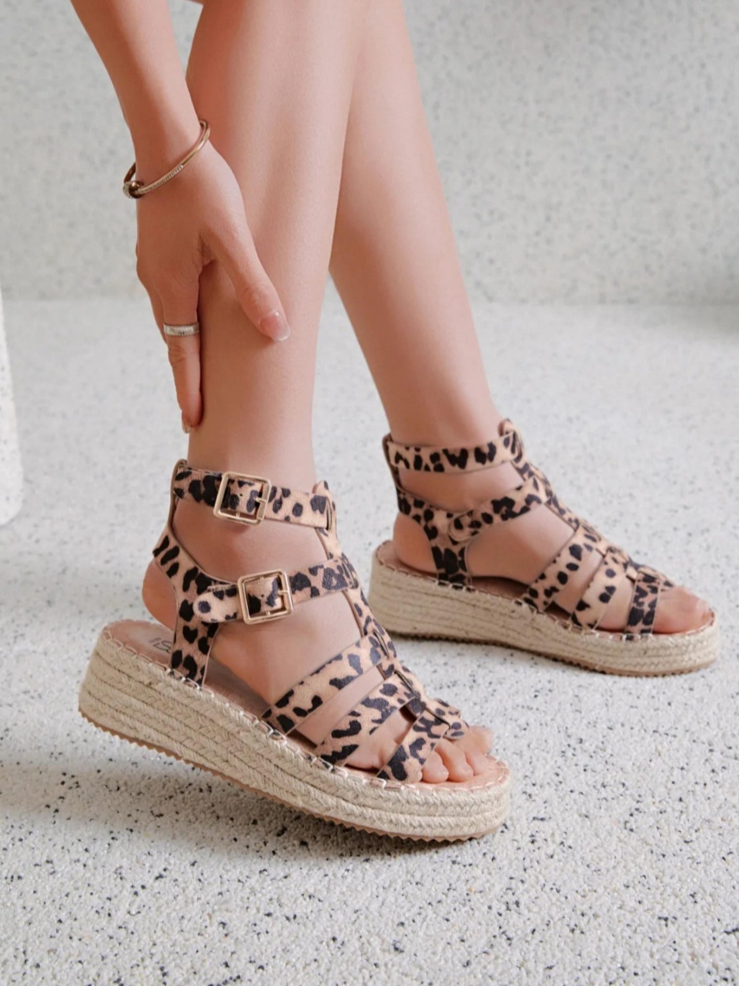 Sandales Nathalie Léopard