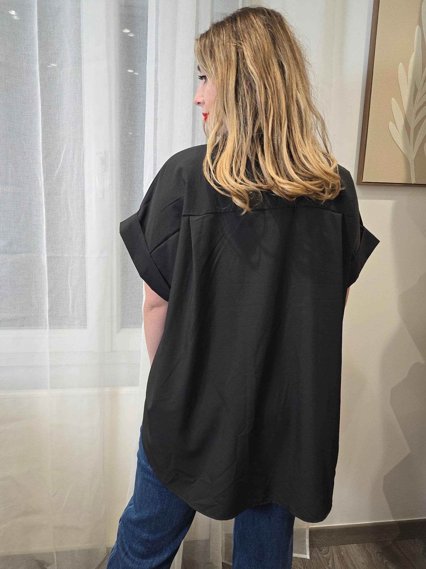 Chemise PEPA noir oversize broches