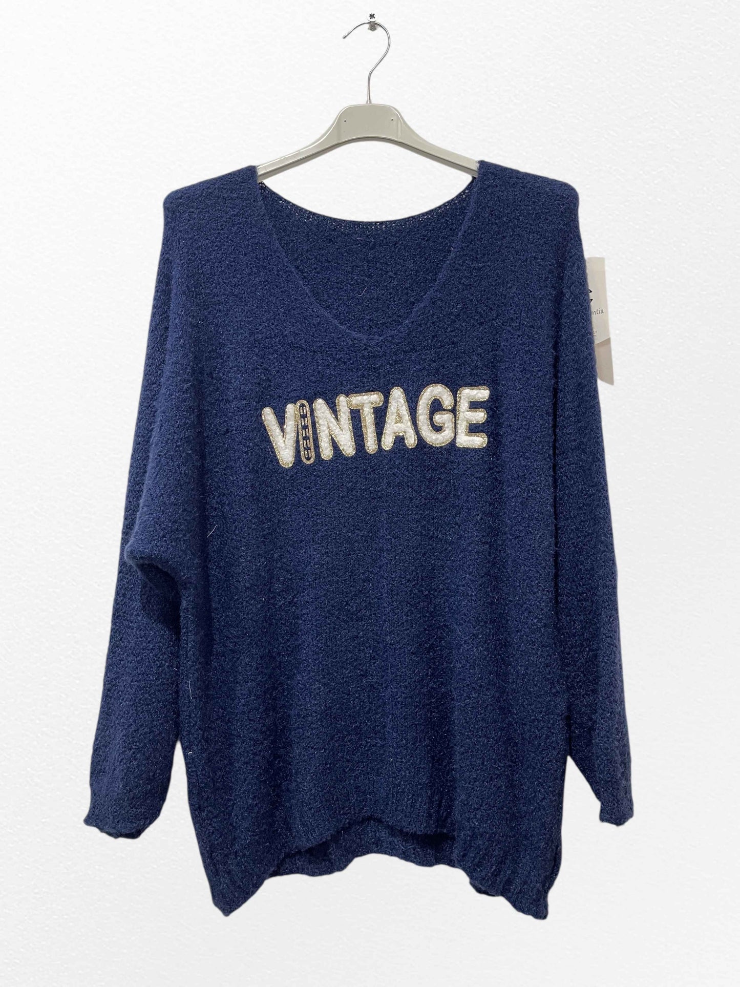 Pull VINTAGE bleu marine