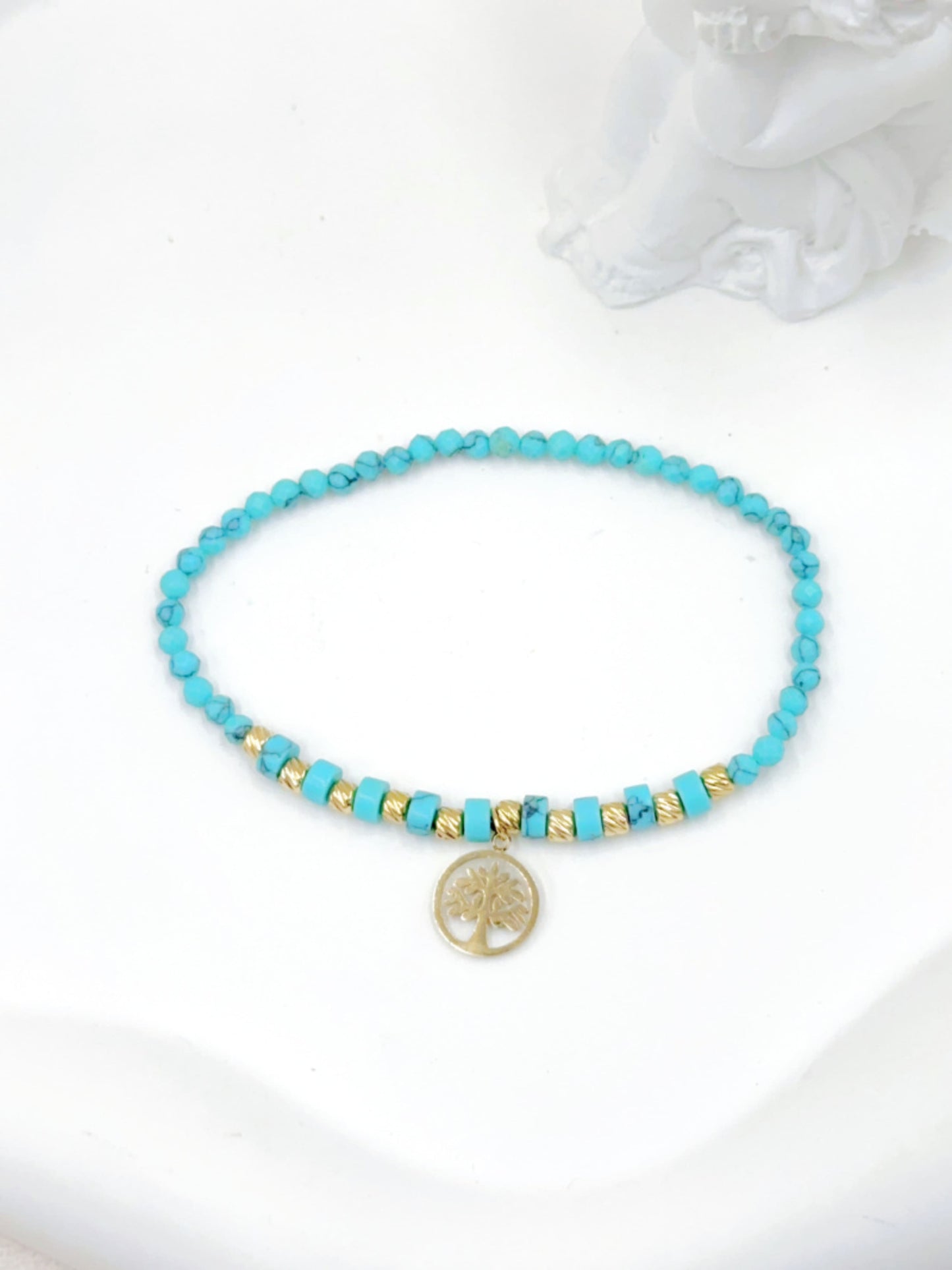 Bracelet élastique ARBRE turquoise