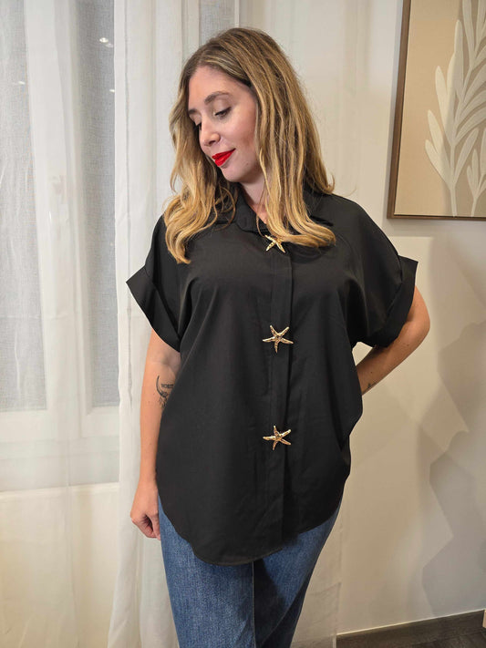 Chemise PEPA noir oversize broches