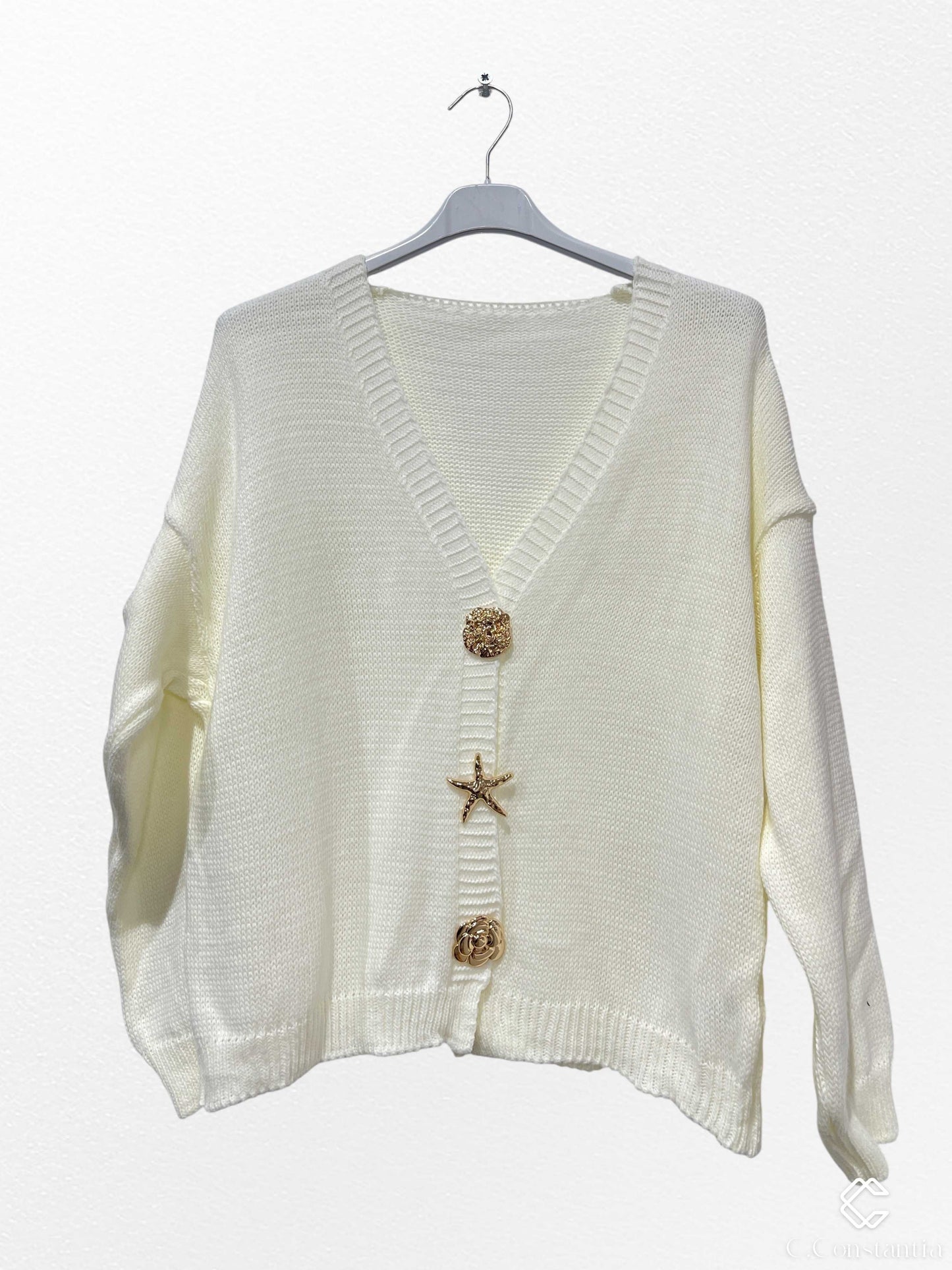 Gilet RAFAEL Ecru avec broches